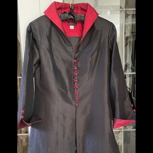 Lovely Black with Red, 100% Silk Evening Jacket